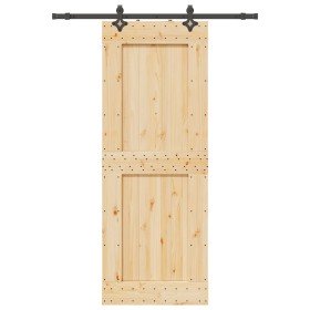 Puerta corredera con herrajes madera maciza de pino 85x210 cm