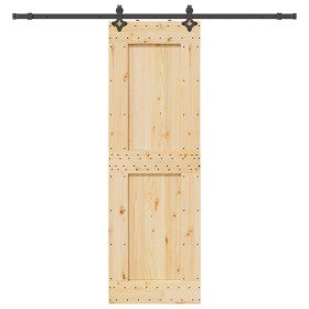 Puerta corredera con herrajes madera maciza de pino 70x210 cm