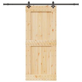 Puerta corredera con herrajes madera maciza de pino 95x210 cm