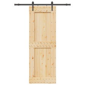 Puerta corredera con herrajes madera maciza de pino 80x210 cm