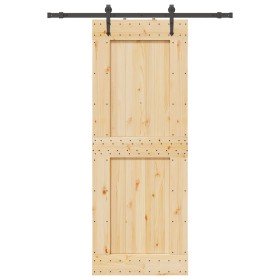 Puerta corredera con herrajes madera maciza de pino 85x210 cm