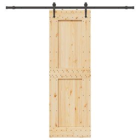 Puerta corredera con herrajes madera maciza de pino 70x210 cm
