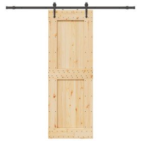 Puerta corredera con herrajes madera maciza de pino 80x210 cm