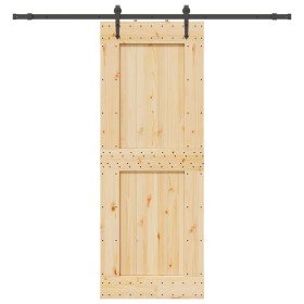 Puerta corredera con herrajes madera maciza de pino 85x210 cm