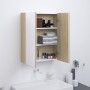 Armario de espejo de baño MDF blanco y roble 60x15x75 cm de vidaXL, Tocadores de baño - Ref: Foro24-331530, Precio: 137,89 €,...