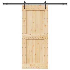 Puerta corredera con herrajes madera maciza de pino 95x210 cm