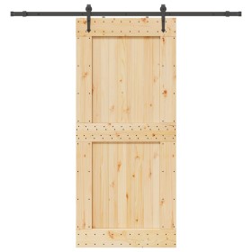 Puerta corredera con herrajes madera maciza de pino 100x210 cm