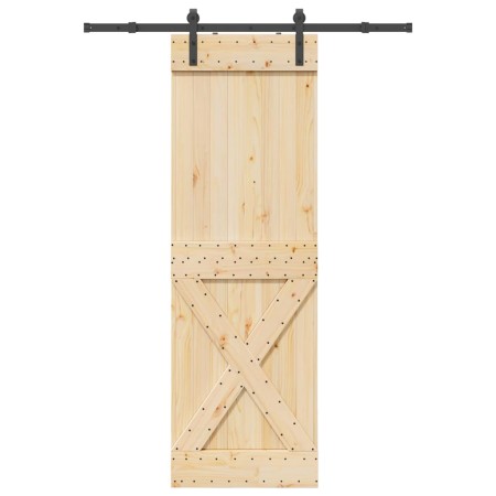 Puerta corredera con herrajes madera maciza de pino 70x210 cm