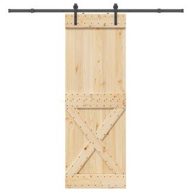 Puerta corredera con herrajes madera maciza de pino 80x210 cm