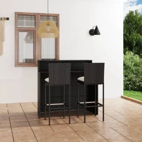 Garden bar furniture set 3 pieces and black cushions by vidaXL, Garden sets - Ref: Foro24-3064881, Price: 354,26 €, Discount: %