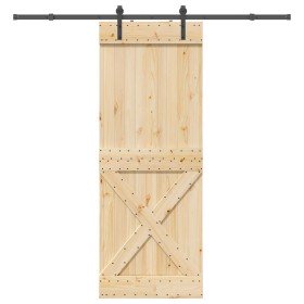 Puerta corredera con herrajes madera maciza de pino 85x210 cm