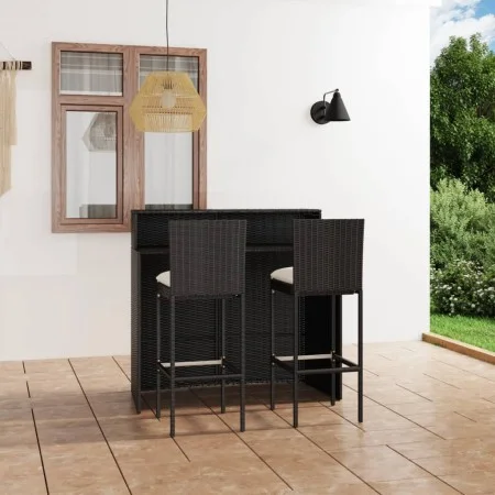 Garden bar furniture set 3 pieces and black cushions by vidaXL, Garden sets - Ref: Foro24-3064881, Price: 351,93 €, Discount: %