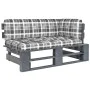 Eckgartensofa aus grau imprägnierten Kiefernholzpaletten von vidaXL, Modulare Sofas für den Außenbereich - Ref: Foro24-306656...