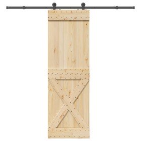 Puerta corredera con herrajes madera maciza de pino 70x210 cm