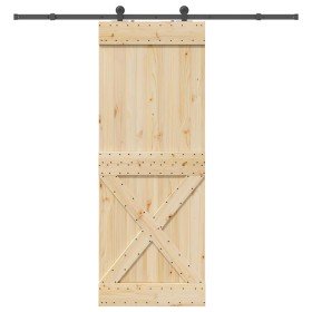 Puerta corredera con herrajes madera maciza de pino 85x210 cm
