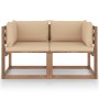 Sofá de jardín de palets de 2 plazas con cojines beige de vidaXL, Conjuntos de jardín - Ref: Foro24-3067275, Precio: 159,74 €...