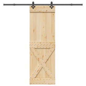 Puerta corredera con herrajes madera maciza de pino 70x210 cm