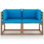 2-seater garden sofa made of pallets with light blue cushions by vidaXL, Garden sets - Ref: Foro24-3067276, Price: 145,70 €, ...