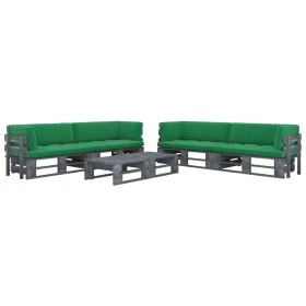 6-piece pallet furniture and gray impregnated pine wood cushions by vidaXL, Garden sets - Ref: Foro24-3066990, Price: 623,07 ...