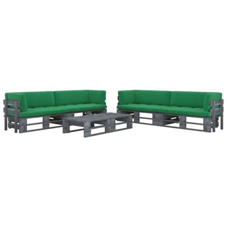 6-piece pallet furniture and gray impregnated pine wood cushions by vidaXL, Garden sets - Ref: Foro24-3066990, Price: 623,07 ...