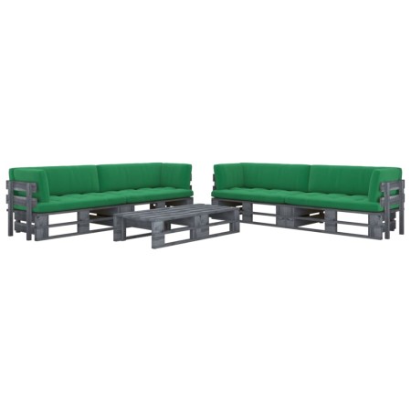 6-teilige Palettenmöbel und grau imprägnierte Kiefernholzkissen von vidaXL, Gartensets - Ref: Foro24-3066990, Preis: 611,12 €...