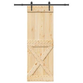 Puerta corredera con herrajes madera maciza de pino 80x210 cm