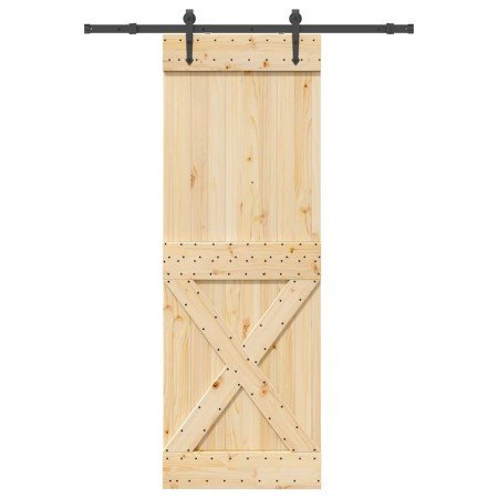 Puerta corredera con herrajes madera maciza de pino 80x210 cm