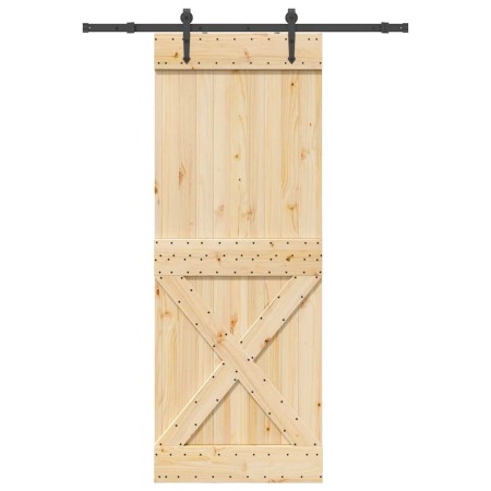 Puerta corredera con herrajes madera maciza de pino 85x210 cm