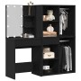 Mesa de Maquillaje LED con cajón Roble negro 140 x 40 x 140 cm