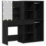 Mesa de Maquillaje LED con cajón Roble negro 140 x 40 x 140 cm