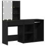 Mesa de Maquillaje LED con cajón Roble negro 140 x 40 x 140 cm
