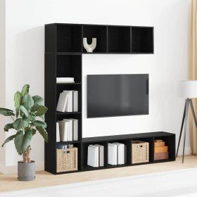 Estantería para libros 3 pcs Roble Negro 36 x 30 x 143 cm