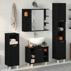 Juego de muebles de baño 4 pcs Negro 30 x 30 x 179.5 cm