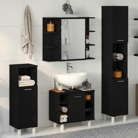 Juego de muebles de baño 4 pcs Negro 30 x 30 x 179.5 cm