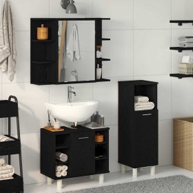 Juego de muebles de baño 3 pcs Negro 30 x 30 x 99.5 cm