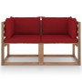 2-seater garden sofa made of pallets with burgundy cushions by vidaXL, Garden sets - Ref: Foro24-3067281, Price: 125,20 €, Di...