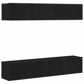 Conjunto de mueble de TV 4 pcs Roble negro 80 x 30 x 30 cm
