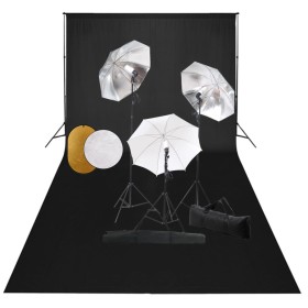 Kit estudio fotográfico lámparas, sombrillas, fond