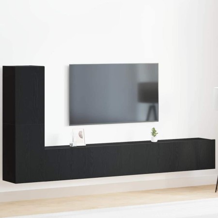 Conjunto de mueble de TV 3 pcs Roble negro 100 x 30 x 30 cm