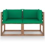 2-seater pallet garden sofa with green cushions by vidaXL, Garden sets - Ref: Foro24-3067277, Price: 125,20 €, Discount: %