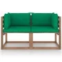 2-seater pallet garden sofa with green cushions by vidaXL, Garden sets - Ref: Foro24-3067277, Price: 123,69 €, Discount: %