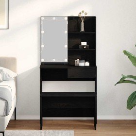 Conjunto de Mesa de Tocador Roble negro 74.5 x 40 x 141 cm