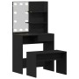 Conjunto de Mesa de Tocador Roble negro 74.5 x 40 x 141 cm