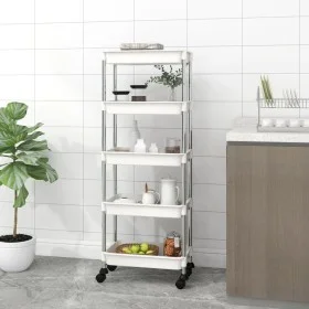 Carrito de cocina 5 niveles hierro y ABS blanco 42x29x128 cm de vidaXL, Carros de cocina y comedor - Ref: Foro24-336332, Prec...