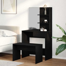 Conjunto de Mesa de Tocador Roble negro 74.5 x 40 x 141 cm