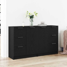 Aparador Roble Negro 180 x 30 x 70 cm Madera contrachapada
