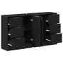 Aparador Roble Negro 180 x 30 x 70 cm Madera contrachapada