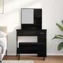 Conjunto de Mesa de Tocador Roble negro 86.5 x 35 x 136 cm