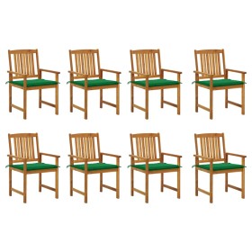 Sillas de jardín con cojines 8 uds madera maciza de acacia de vidaXL, Sillas de jardín - Ref: Foro24-3078171, Precio: 640,19 ...