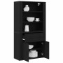 Aparador Roble negro 80 x 33 x 150 cm Madera contrachapada